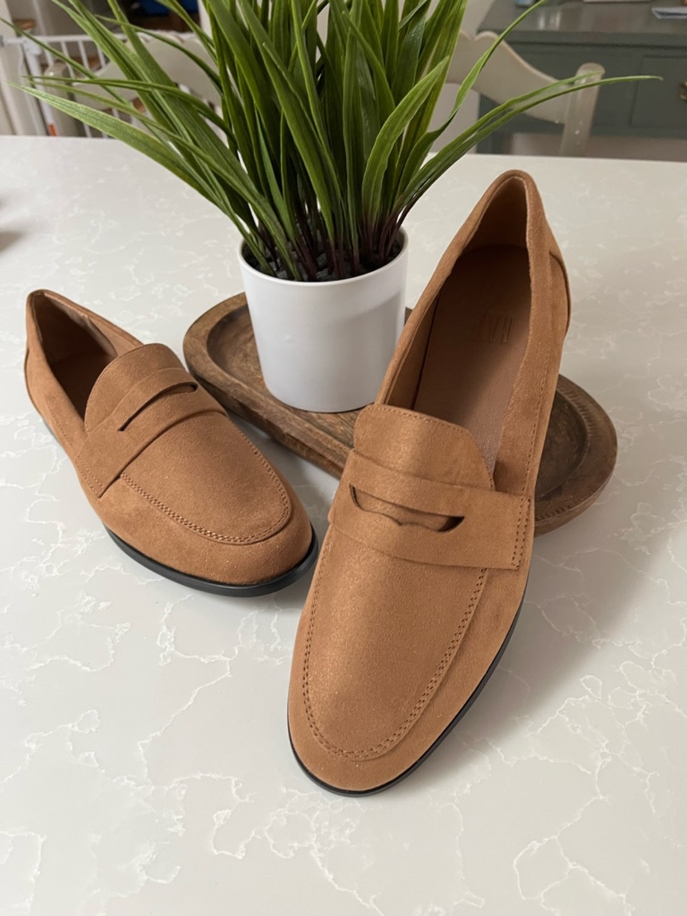 Old Navy Tan Suede Penny Loafers for Women